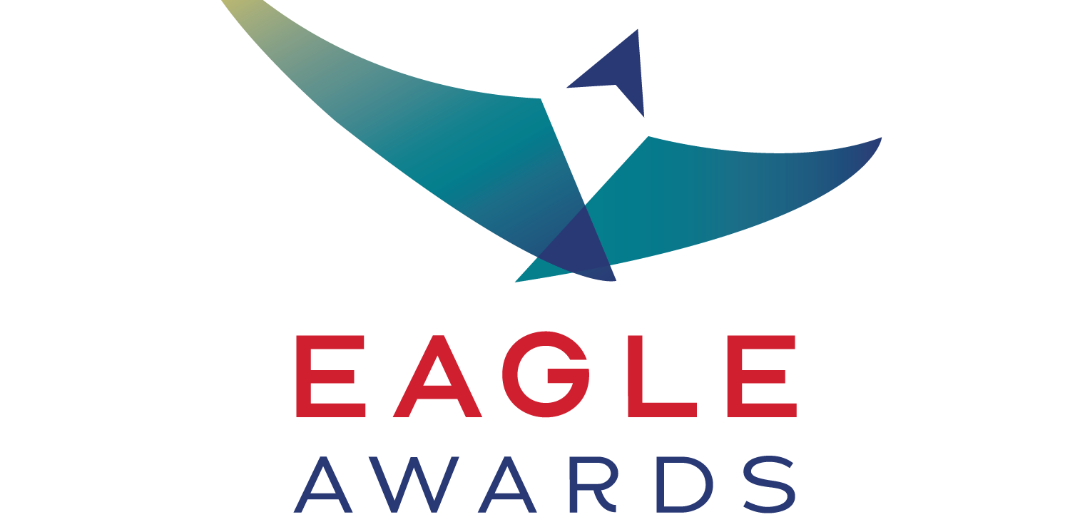 Eagle Awards logo with stylized blue and green eagle design