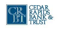 [Cedar Rapids Bank & Trust] logo, blue square with 