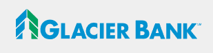 Glacier Bank logo with blue and green geometric design.