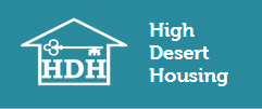 High Desert Housing logo, house outline with key and HDH initials