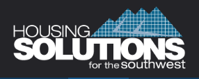 Housing Solutions for the Southwest logo, blue grid mountains