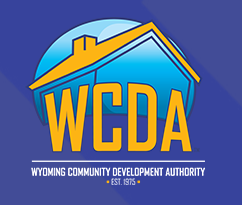 WCDA logo, yellow house on blue circle, text below reads 